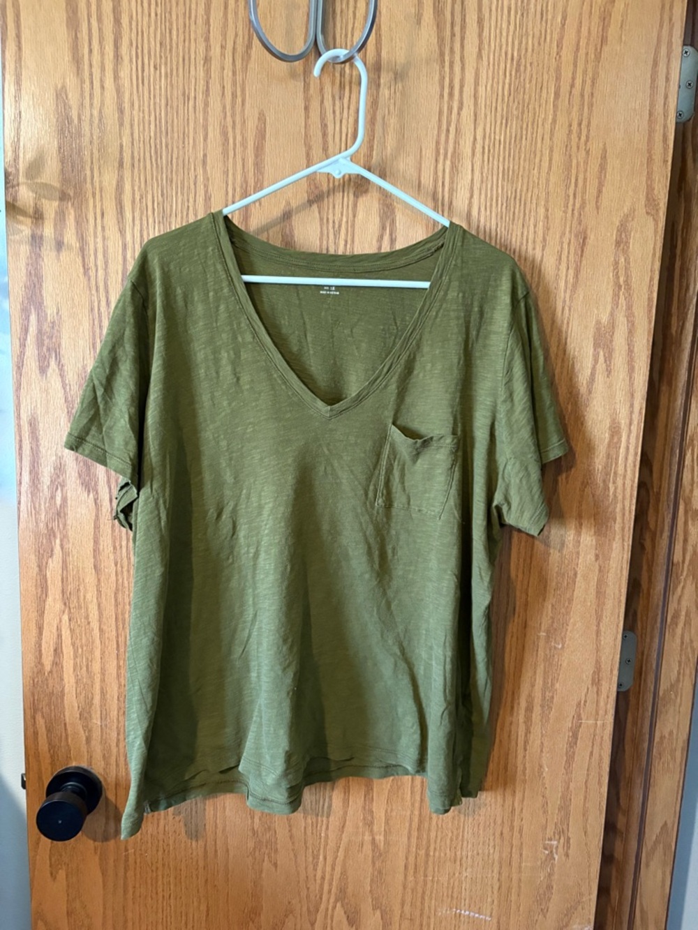 Madewell Olive Green V-Neck Pocket Tee
